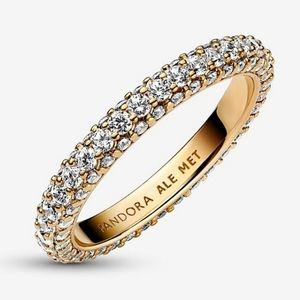 Pandora Gold Ring with Clear Stones